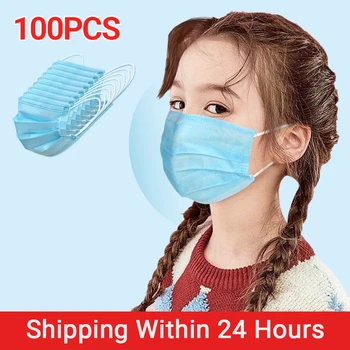 

50/100/300Pcs Disposable Mask 3 Layer Child Filter Hygiene Thicken Children's Face Mouth Masks Earloop Fast Delievry