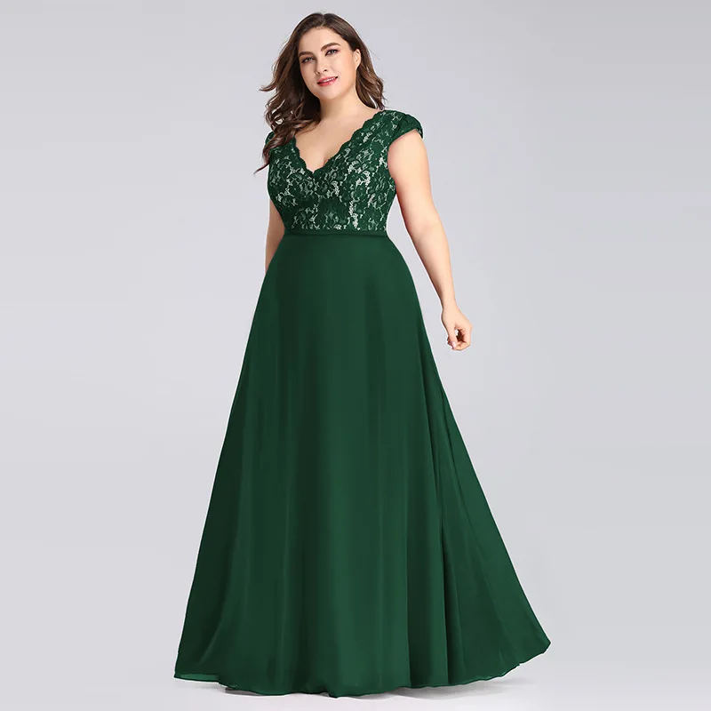 

2019 Europe And America Dress New Style Large Size Fat Mm Lace Chiffon Joint Sleeveless Formal Dress