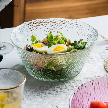 

European Style Creativity Simplicity Transparent Glass Bowl Home Kitchenware Dinner Salad Noodles Rice Soup Big Bowl Fruit Plate