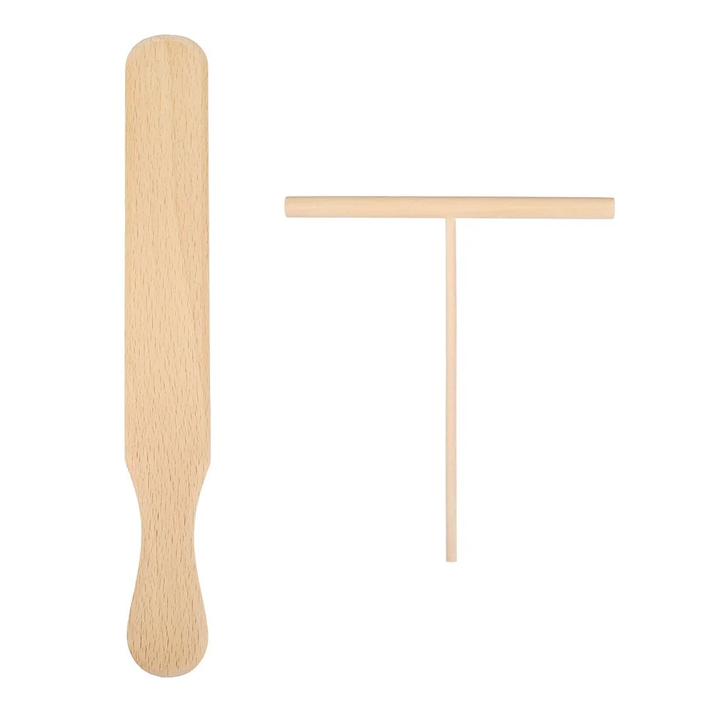 Cabilock 2pcs Wooden Crepe Spatula Spreader Wooden Spatula Set