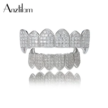 

Anztilam High-end New Fshion Gold Copper AAA CZ Teeth Top Bottom Men Women Jewelry stylish and luxury gift for Friends