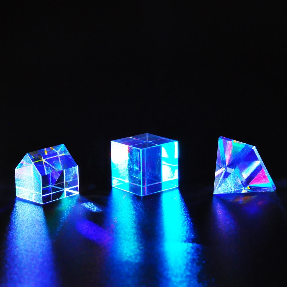 Prism Glass 20mm Six-Sided Bright Light Combine Cube Prism Stained Glass Beam Splitting Prism Optical Experiment Instrument