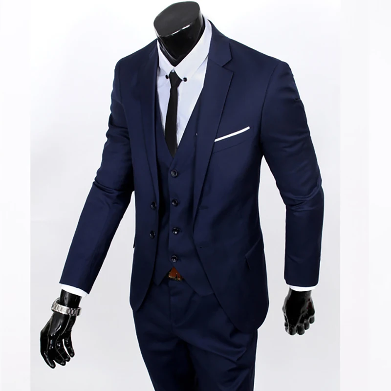 New 3pcs Wedding Suits for Men Three-piece Suit Slim Korean Casual Suit Business Dress Groom Wedding Dress Groomsmen Clothes