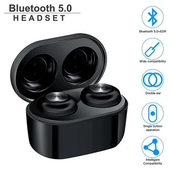 

20# Wireless Earphone Bluetooth 5.0 TWS Headset HIFI Mini In-ear Sports Running Earphone Support for iOS/Android Phones HD