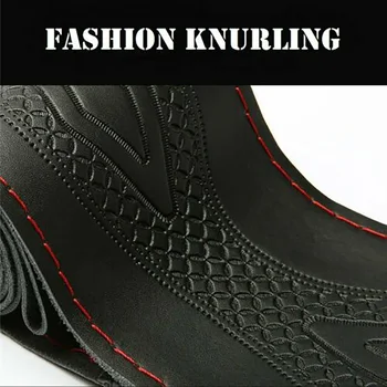 

Car Steering Wheel Cover Auto Decor Hand Sewing Soft Black Red Thread DIY