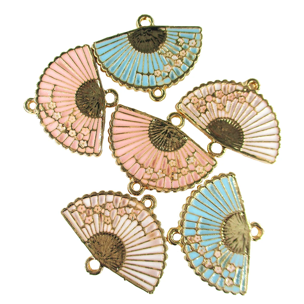 

10 Pcs/Set Vintage Small Charm Enamel Fan Pendant Necklace Fit DIY Bracelet Jewelry Making Decoration Fashion Accessories Gifts