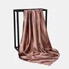 Foulard Hijab en Satin de Couleur Unie pour Femme, Châle Carré de 90cm pour Cheveux