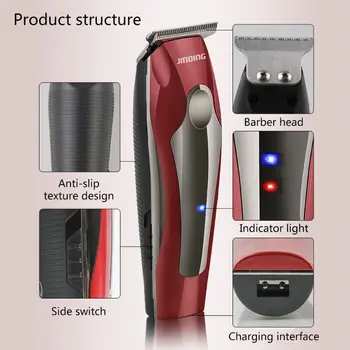 

Electric Hair Clipper Oil Head Engraving Shaver USB Trimmer with 3 Limit Combs