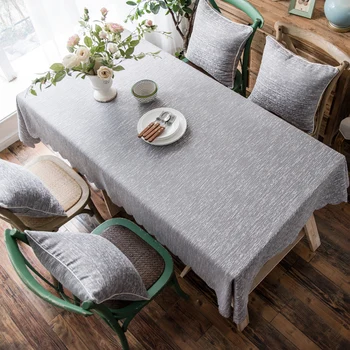 

elegant America style Dining pure color Tablecloth Waterproof Oilproof Table Cloth Thick Rectangular gunny Tea Table Cover