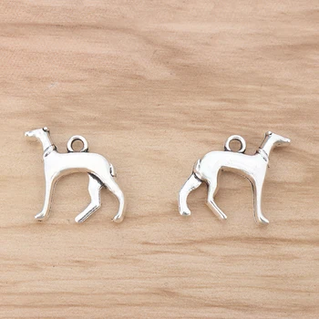 

20pcs Greyhound Whippet Hound Dog 3D Charms Pendants Beads 22x20mm
