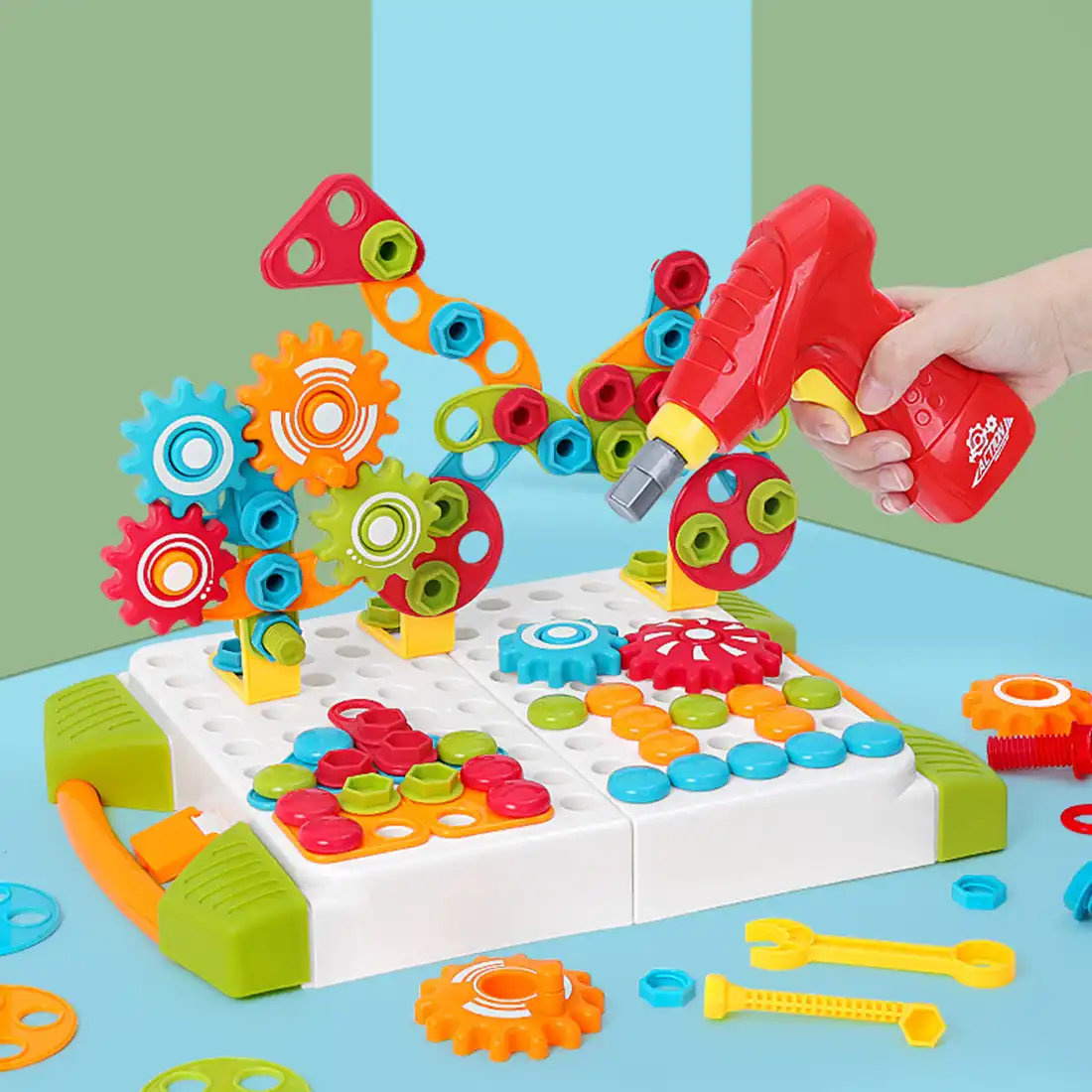 215pcs children electric drill puzzle toys assembly