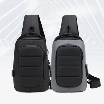 

Men's Chest Bag USB Chaging Anti-Theft Bag with Lock School Shoulder Bag Diagonal Package Messenger Travel Bag