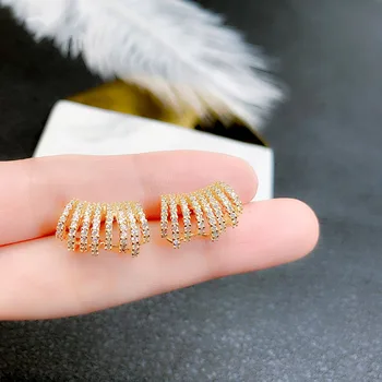 

2020 New fashion shiny fine crystal Drop earrings contracted geometric multilayer circular joker Women Earrings