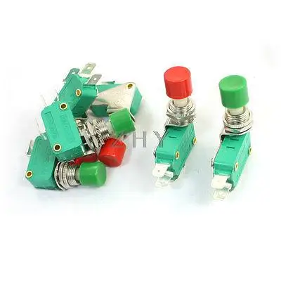 

6PCS 16A 125/250VAC Green Red Round Button SPDT NO+NC 3Pin Mini Micro Switch