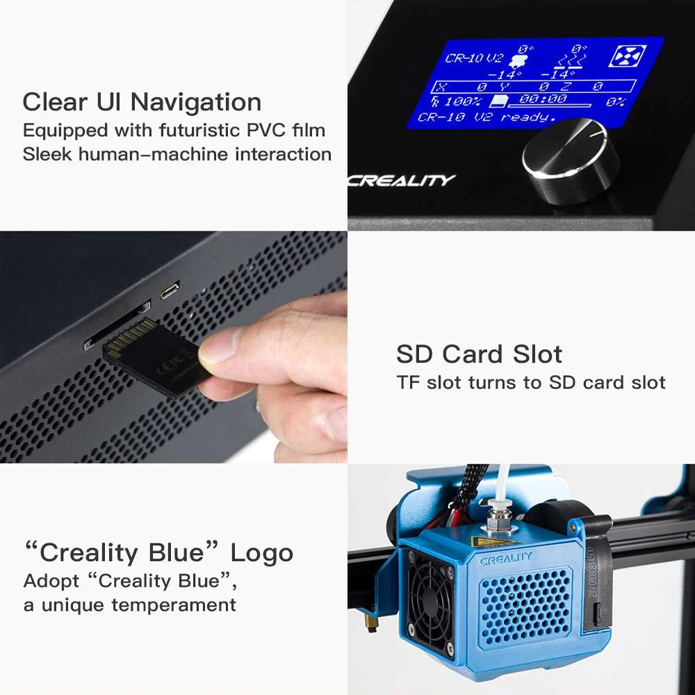 Creality 3D CR-10 V2 3d принтер v-образный профиль 300*300*400 мм Размер Бесшумная материнская плата повторная печать нити impresora 3d