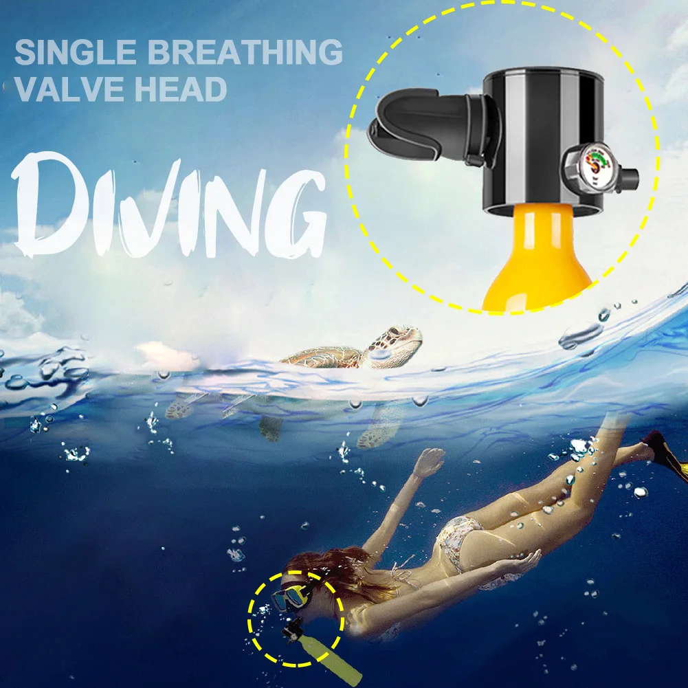 

Portable Practical Underwater Breathing With Pressure Gauge Head Mini Oxygen Cylinder Snorkeling Equipment Diving Inflate