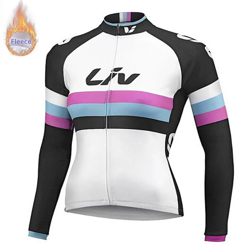 LIV Новая женская зимняя теплая флисовая велосипедная трикотажная велосипедная одежда с длинными рукавами для велоспорта+ mtb велосипедные брюки - Цвет: 4