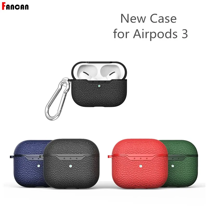 Custodia Per Apple Airpods 3 2021 Cover Luxury Lichee Pattern Cover Per Auricolari In Pelle Con Portachiavi Per Airpods 3 Cover Per Airpods 3