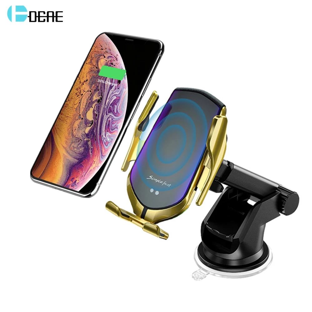 

DCAE 10W Wireless Car Charger Automatic Clamping Fast Charging Mount for iPhone 11 Pro XS Max XR X 8 Samsung S10 S9 Phone Holder