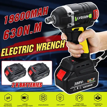 

Brushless Electric Impact Wrench 630N.m 388VF With 19800mAh Li Battery Impact Hand Drill Installation LED Light Power Tools