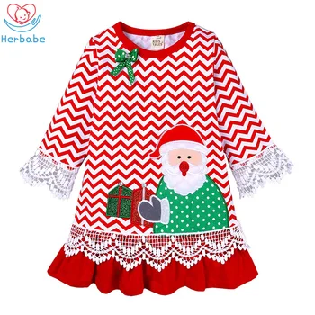 

Herbabe Baby Girl Dress Santa Claus Christmas Party Costume Embroidery Baby Girl Clothes Red Dress New Year Gifts for Kids 9M-6T