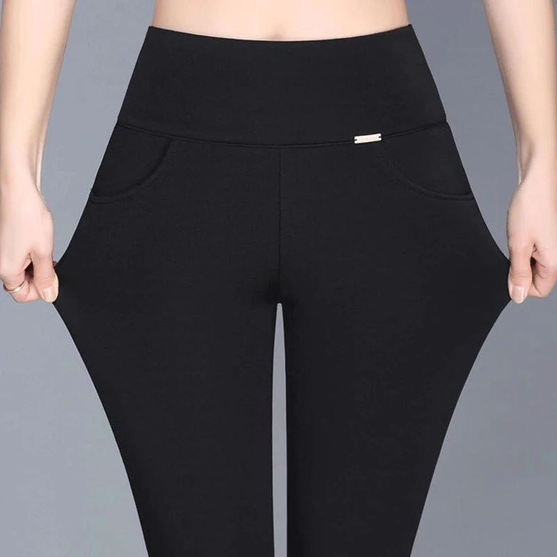 

summer women's pants 2020 Fashion thin High waist elasticity Pencil pants Solid color lady pants leisure Corduroy pants