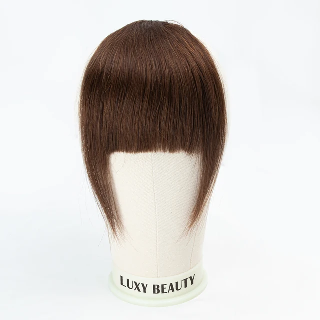 Human Hair Bangs 3 Clips 3D Blunt Cut Natural Hair Bangs OverHead Clip In Hair Extensions Non-Remy 2.5