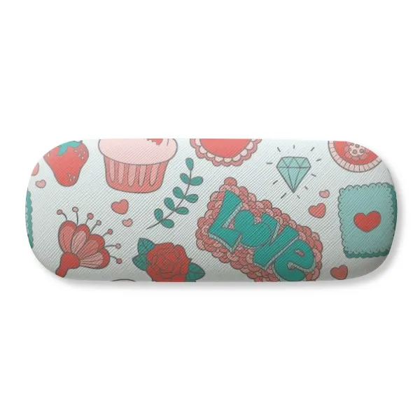 

Valentine's Day Love Strawberry Heart Glasses Case Eyeglasses Clam Shell Holder Storage Box