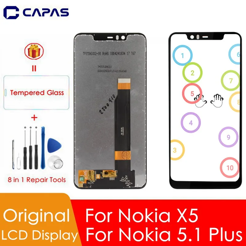 Оригинальный ЖК-дисплей для Nokia 5 1 Plus сенсорный экран 10 X5 дигитайзер ЖК-экрана 86