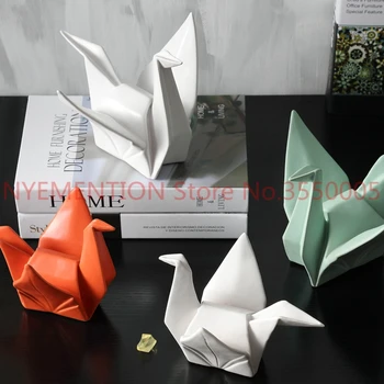 

2018 New Nordic Creative Modern Abstract Ceramic Origami Statue Aanimal Figurine Sculpture For Home Decorations Gifts 1pcs