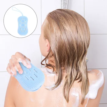 

1pc Silicone Shower Brush Durable Portable Practical Useful Rubbing Towel Children Sponge Brush Household Bath Brush Home Sponge