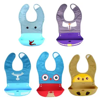 

Baby Bib Waterproof Silicone Food Catcher Pocket Adjustable Feeding Saliva Towel