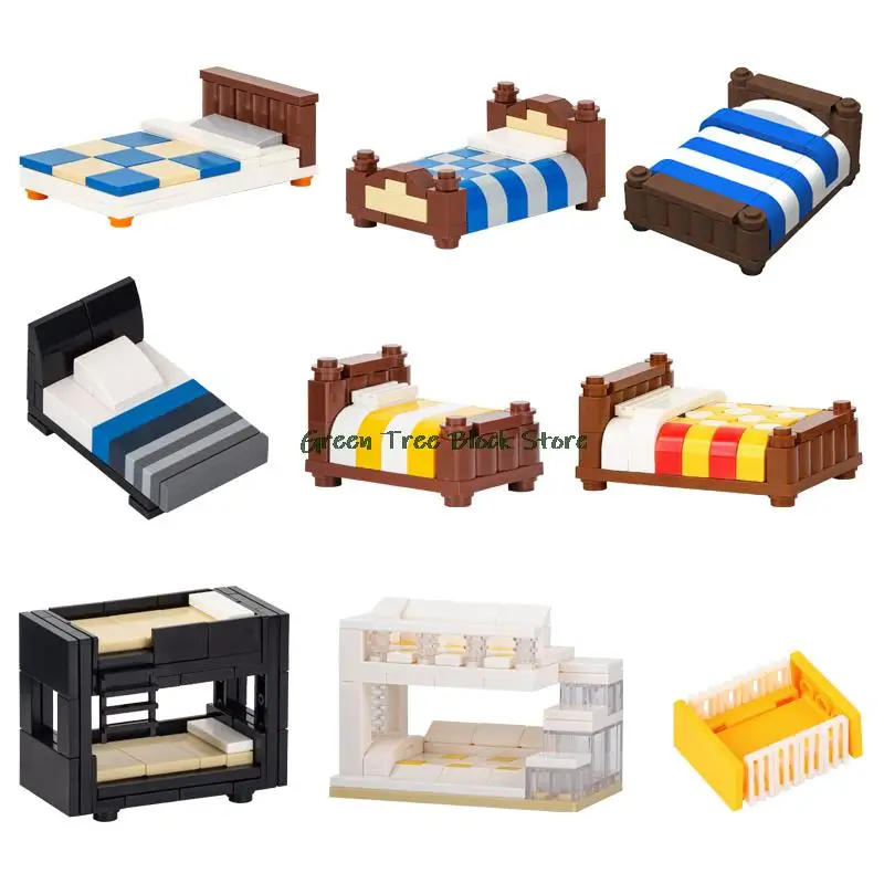 Мебель MOC кровать двойная односпальная двухъярусная простые строительные блоки