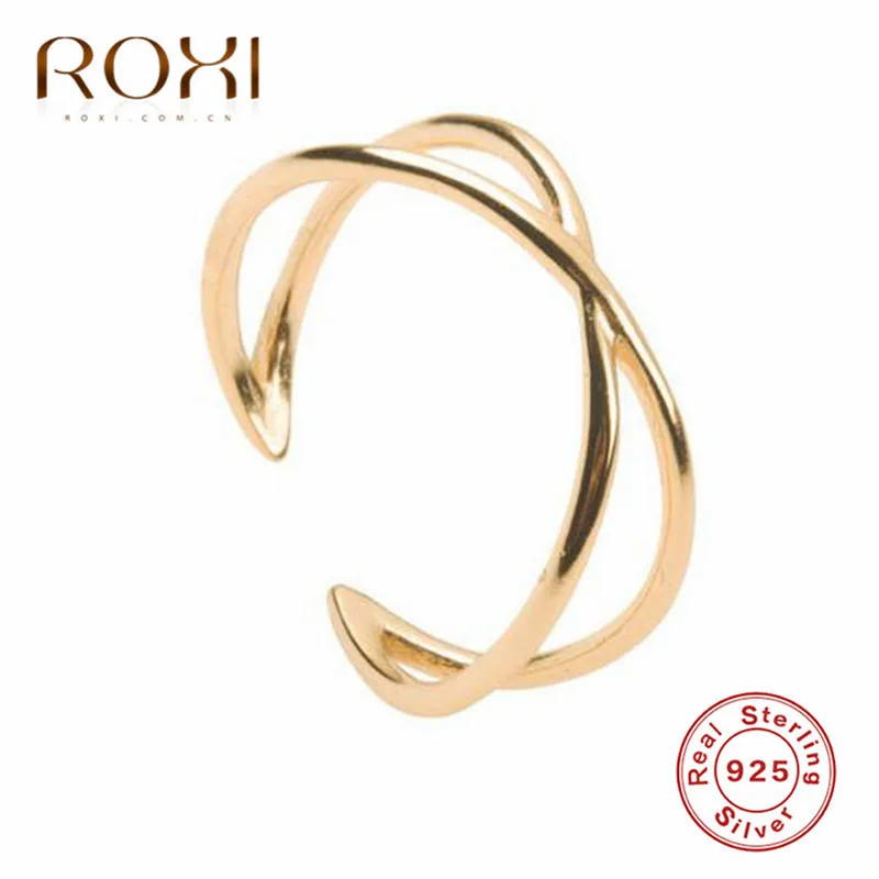 Gold ROXI, модные кольца из стерлингового серебра 925 для Для женщин полые перекрестные кольца бесконечность регулируемый Античные кольца Anillos Корейская Ювелирная повязка на голову - Цвет основного камня: Gold