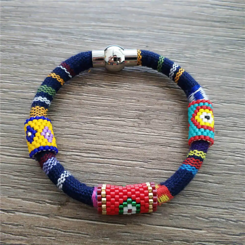 Shinus MIYUKI браслет мексиканские хрустальные браслеты Evil Eye Pulseras Mujer летние ювелирные изделия Мода Bijoux ювелирные изделия ручной работы Топ - Окраска металла: MI-B190239