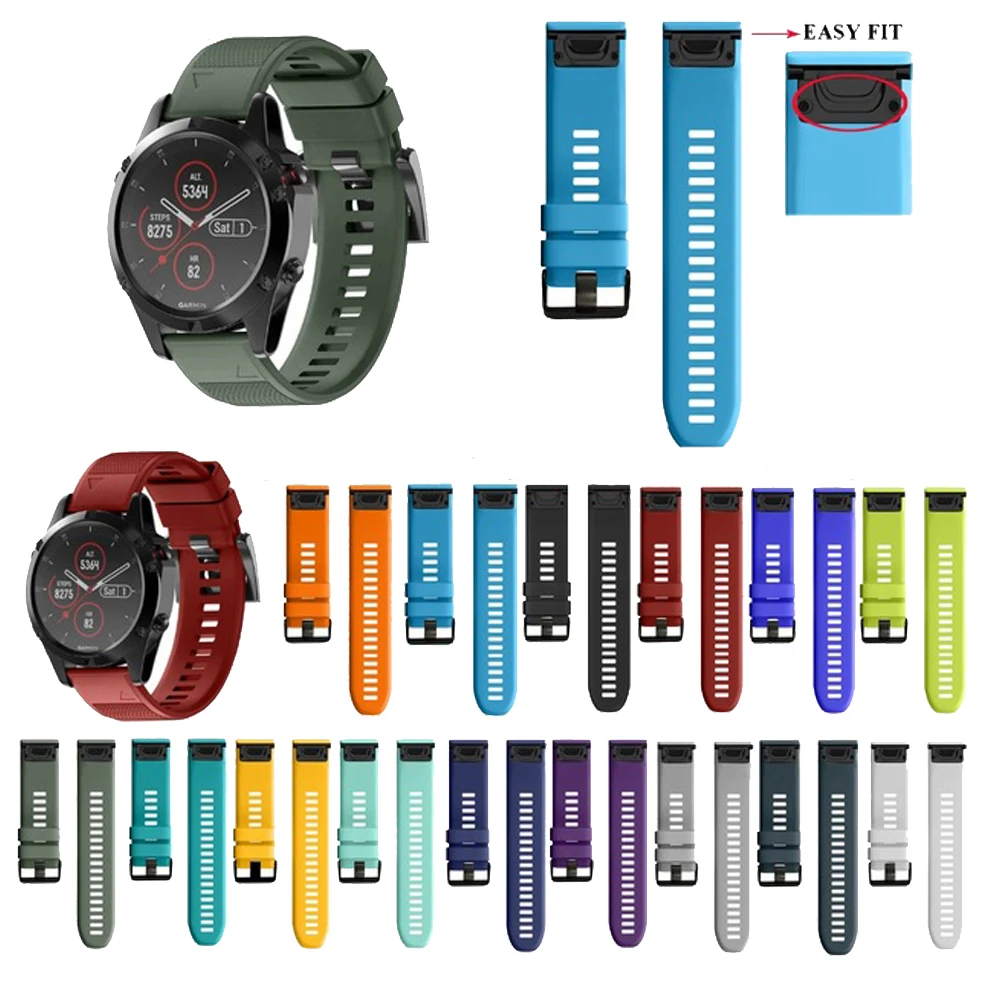 Быстросъемный ремешок QuickFit 22 мм для Garmin Fenix 6 pro 5 Plus силиконовый Forerunner 945 935