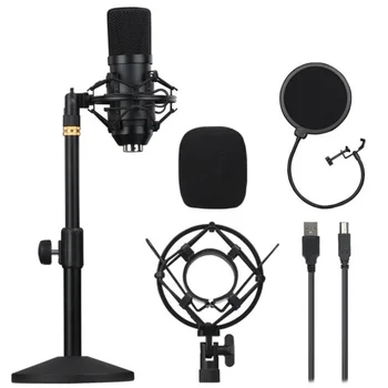 

USB Condenser Microphone Mic With Shock Mount Microphone Holder Filter for Studio Recording Online Broadcasting Live Stream