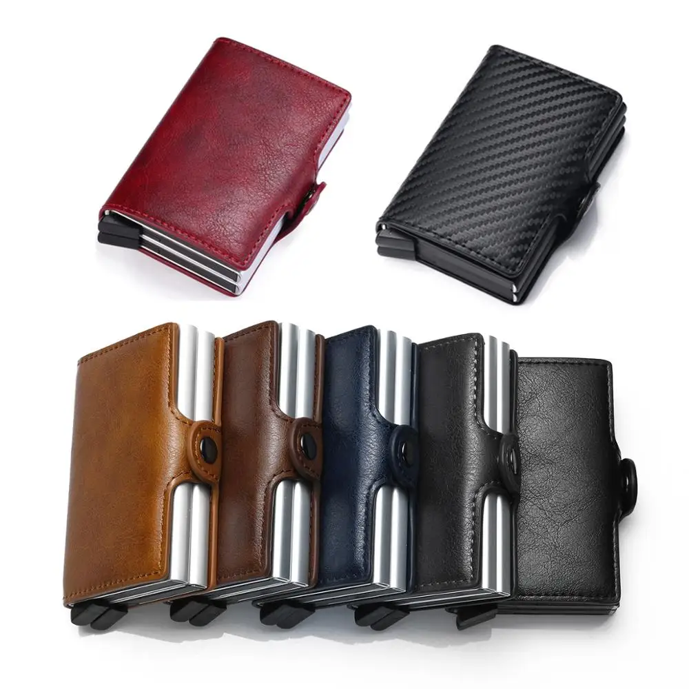 Топ RFID для мужчин кожа ID держатель кредитной карты мужской автоматический