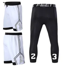 Мужская форма для колледжа, баскетбольная форма, комплекты, спортивные тренировочные штаны+ колготки для футбола, баскетбола, бега, спортзала, шорты, леггинсы, спортивная одежда