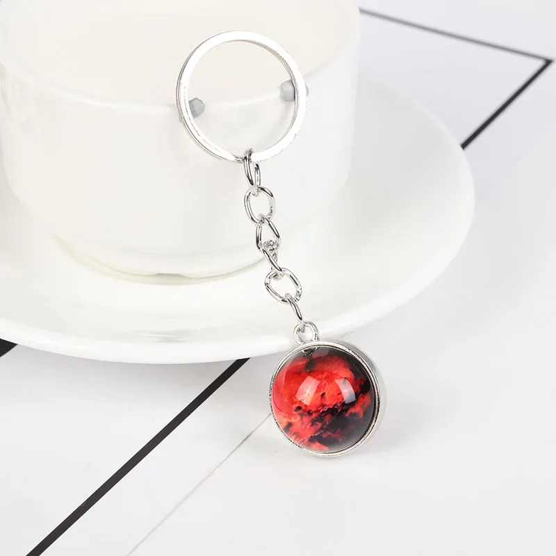 Key Rings Key Chains Solar System Planet Keyring Galaxy Nebula Space Moon Earth Sun Mars Art Picture Double Side Glass Ball