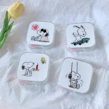 

Cute white puppy contact lens case with mirror Cartoon beauty lens case contact lens storage box gift