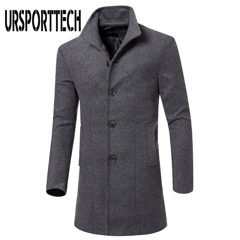 

2020 Autumn Winter New Men's Wool Coat Korean Fashion Medium Long Trench Coat Men's Woolen Windbreaker Solid Color Jackets Coats
