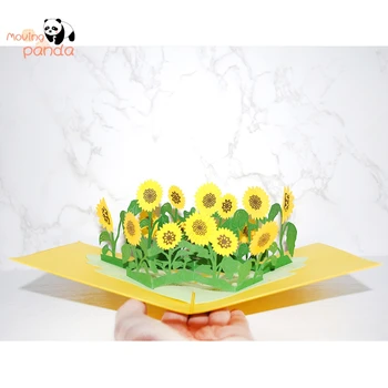 

3D Pop-Up Cards SunFlowers Card for Family Friends Birthday Cake Greeting Card Postcards Gifts Card with Envelope