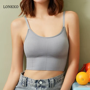 

LONKKO Women Tank Crop Top Seamless Underwear Female Crop Tops Sexy Lingerie Intimates With Removable Padded Camisole Fashion