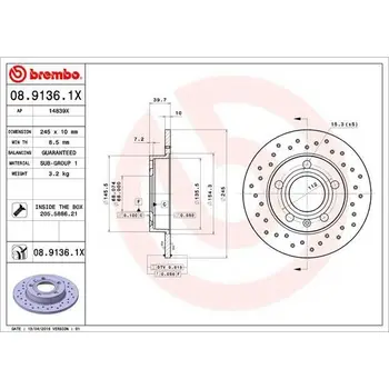 

Rear disc brake perforated \ Audi A4 1.6-1.9TDi 01 BRE
