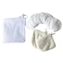 10 шт органические бамбуковые хлопковые многоразовые подушечки для снятия макияжа из микрофибры, очищающие перчатки для лица, органический мешок для стирки