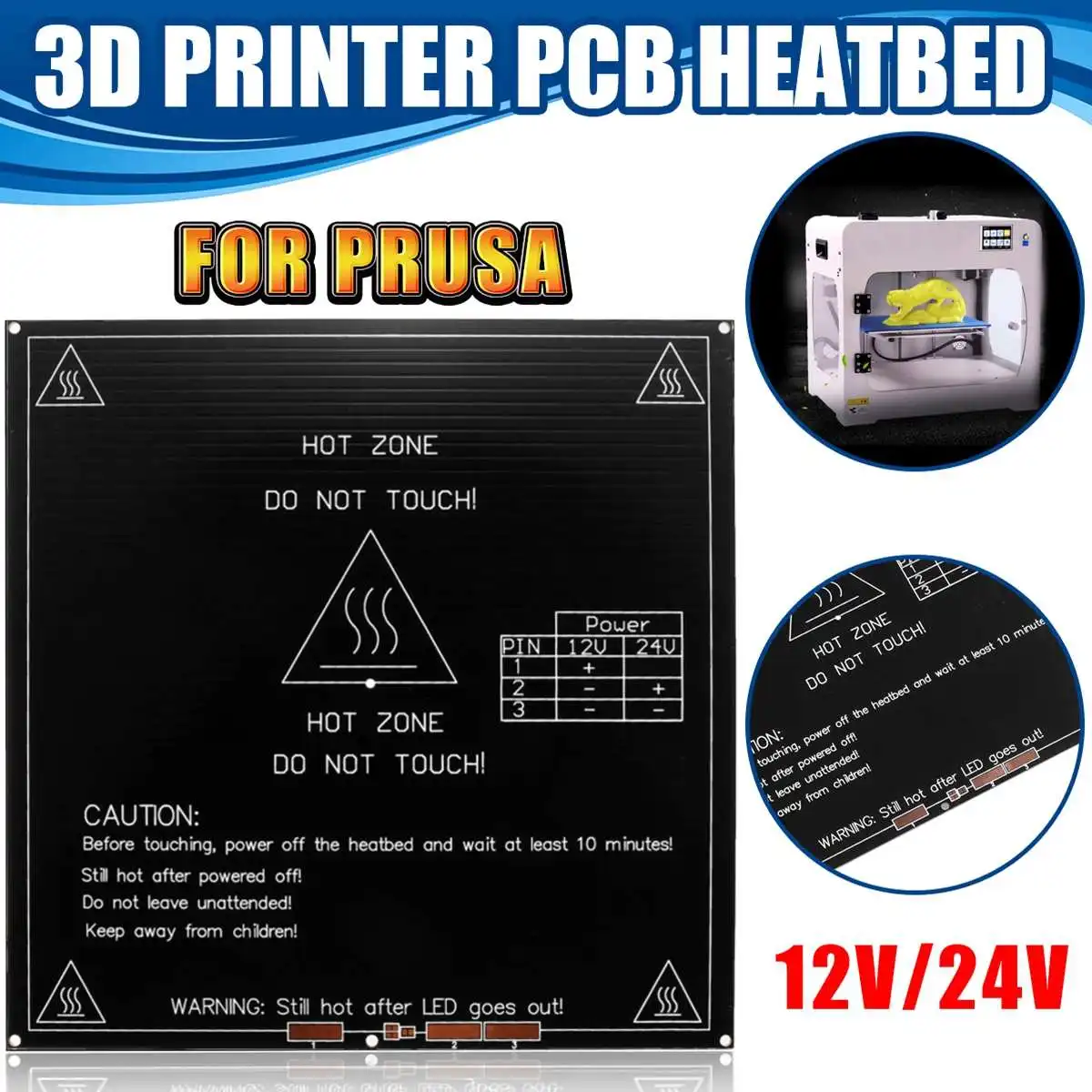 214x214mm 12V/24V Dual Power MK2B PCB Heated Bed Hot Bed For Prusa 3D Printer 