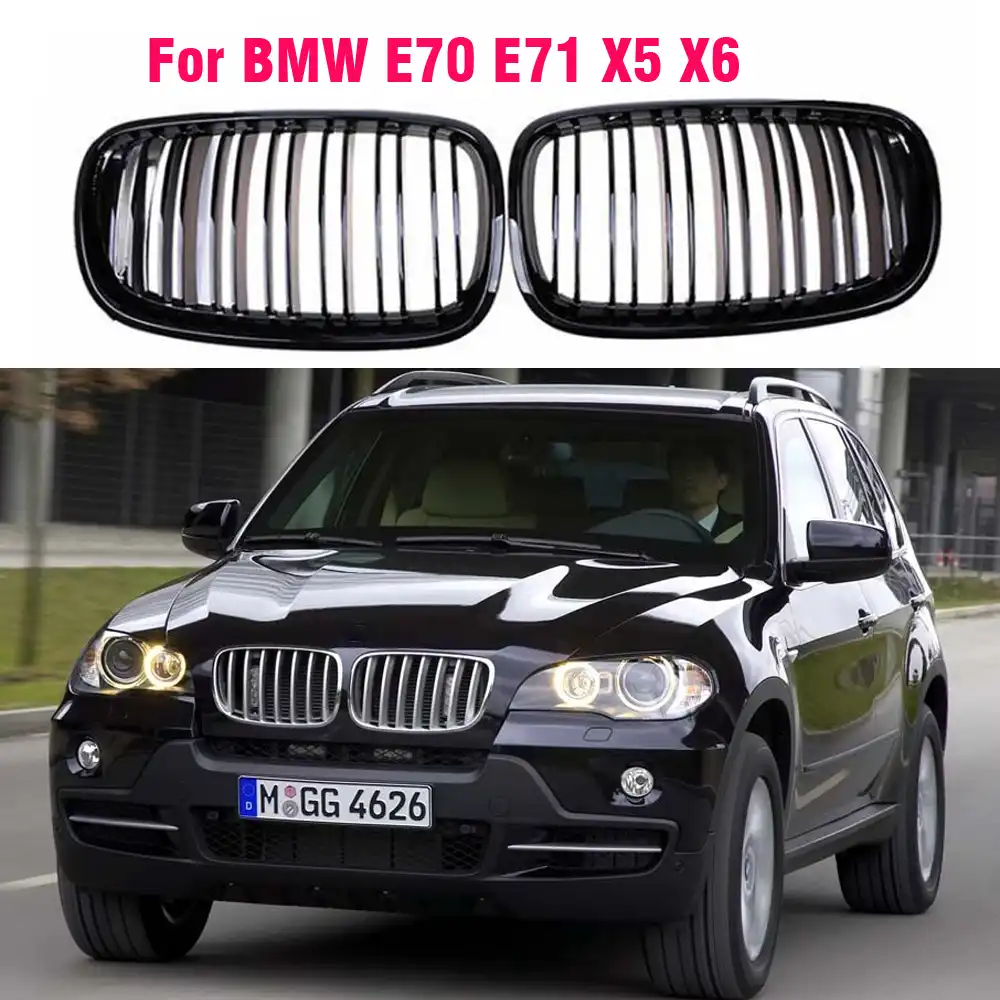 Sport Grill Grille Radiator Grill Set For Bmw E70 X5 2006 Black Gloss Black Glossy Auto Performance Body Exterior Parts Social Eyez Auto Parts Accessories