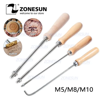 

ZONESUN 5/8/10mm Wood Handle For Custom Metal Logo Stamp Food Cake Cookie Branding Iron Leather Wood Burning Mold Stamping Tool