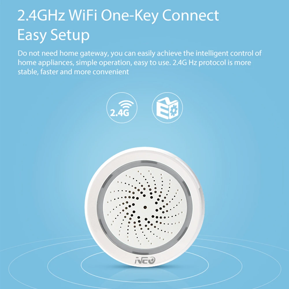 NEO 2,4 GHz WiFi сирена датчик сигнализации умная сигнализация домашняя сигнализация система Tuya Smart Life приложение Совместимо с Alexa Google Home